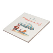 Beach Santa Watercolor Weihnachten im Juli Party G Fliese (Seite)
