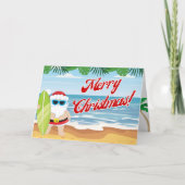 Beach Santa Weihnachtskarte Feiertagskarte (Vorderseite)