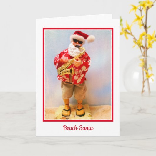 Beach Santa Weihnachtskarte Karte (Gelbe Blume)