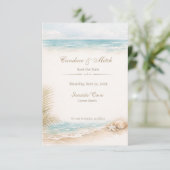 Beach Save the Date Card (Stehend Vorderseite)