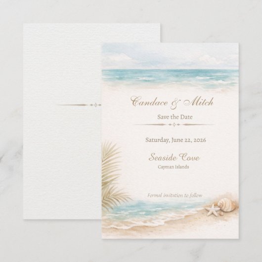 Beach Save the Date Card (Vorne/Hinten)