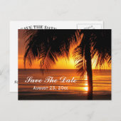 Beach Save the Date Hochzeit in Urlaubsort Card Ankündigungspostkarte (Vorne/Hinten)