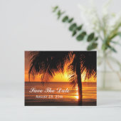 Beach Save the Date Hochzeit in Urlaubsort Card Ankündigungspostkarte (Stehend Vorderseite)