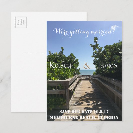 Beach Save the Date Postkarte (Vorne/Hinten)