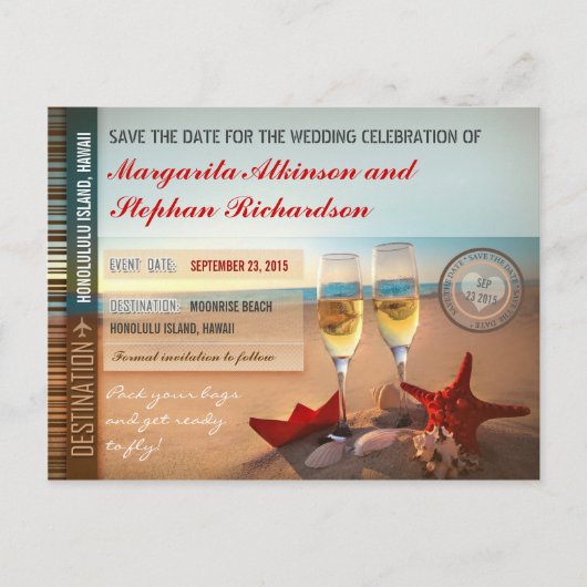 Beach Save the Date Postkarten (Vorderseite)