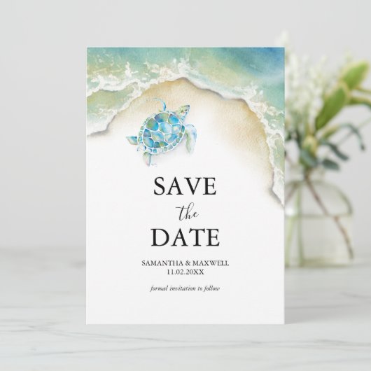 Beach Save The Dates For Weddings (Stehend Vorderseite)