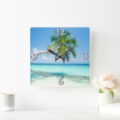 Beach Scene 2 Quadratische Wanduhr (Zuhause)
