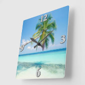 Beach Scene 2 Quadratische Wanduhr (Winkel)