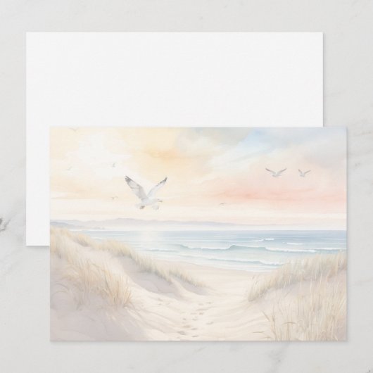 Beach Scene Flat Note Card Mitteilungskarte (Vorne/Hinten)