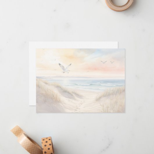 Beach Scene Flat Note Card Mitteilungskarte (Vorderseite/Rückseite Beispiel)