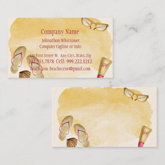 Beach Scene Fun Sommerurlaub Kunst Visitenkarte (Vorne/Hinten)