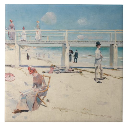 Beach Scene (Holiday at Mentone) (australische Kun Fliese (Vorderseite)