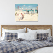 Beach Scene (Holiday at Mentone) (australische Kun Leinwanddruck (Insitu (Schlafzimmer))