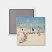 Beach Scene (Holiday at Mentone) (australische Kun Magnet (Vorderseite/Rückseite)