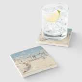 Beach Scene (Holiday at Mentone) (australische Kun Steinuntersetzer (Seitenansicht)