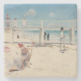Beach Scene (Holiday at Mentone) (australische Kun Steinuntersetzer