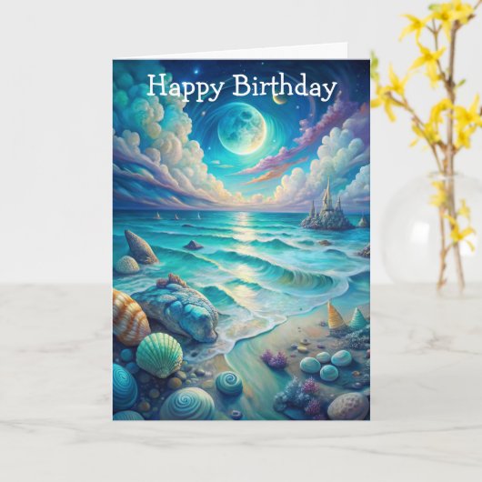 Beach Scene Karte (Gelbe Blume)