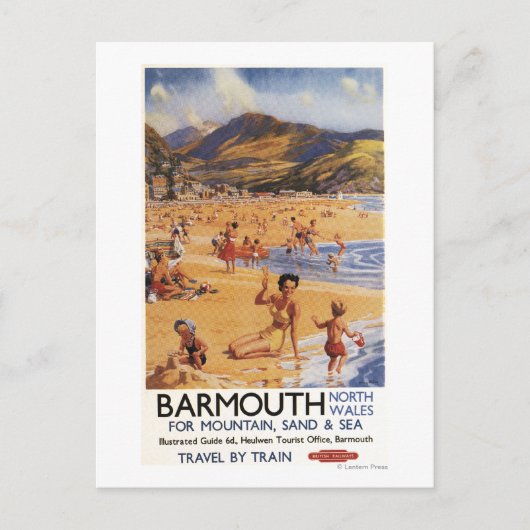 Beach Scene Mutter und Kids British Rail Postkarte (Vorderseite)
