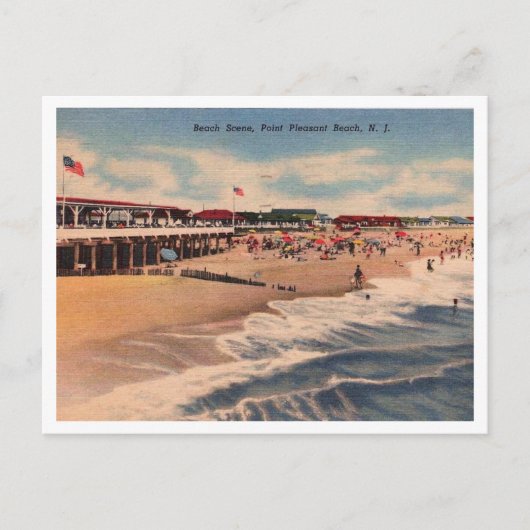 Beach Scene, Point Pleasant NJ, Vintag Postkarte (Vorderseite)