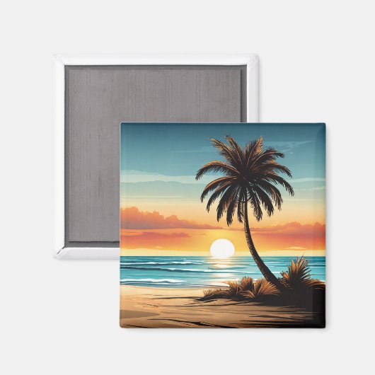 Beach Scene Refrigerator Magnet - Coastal Charm De (Vorderseite/Rückseite)