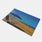 Beach Scene Seascape Umbrettstühle Pointillismus Fußmatte (Schrägansicht)