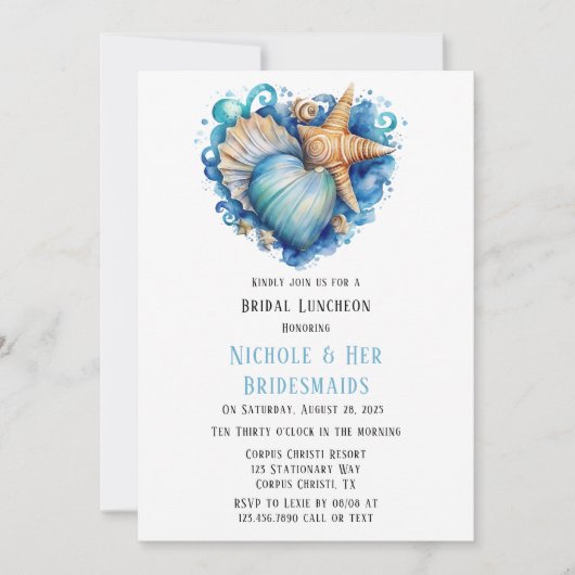 Beach Scene Starfish Bridal Luncheon Einladung (Vorderseite)
