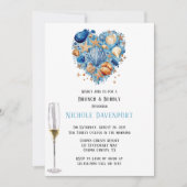 Beach Scene Starfish Brunch & Bubbly Einladung (Vorderseite)