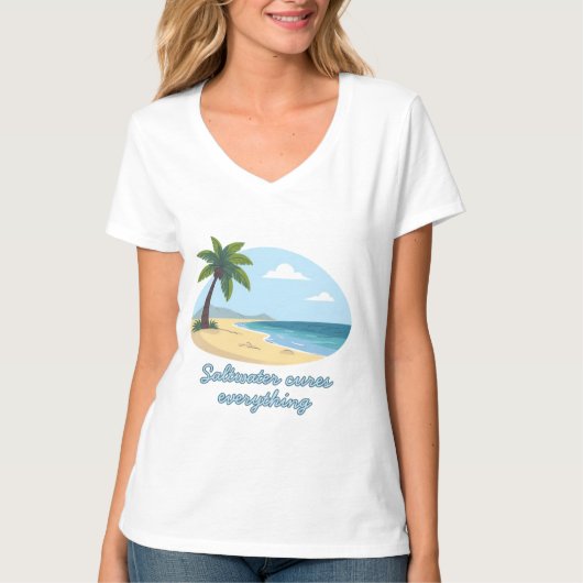 Beach Scene T-Shirt: Saltwater Cures Everything T-Shirt (Vorderseite)