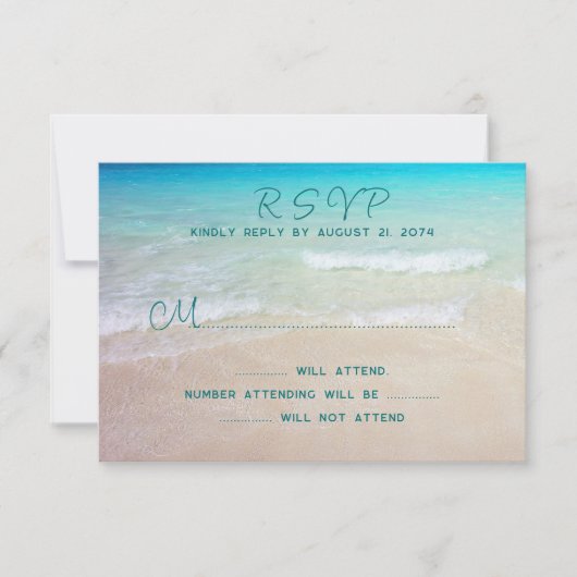 Beach Scene UAWG Wedding Reply Guest Count RSVP Karte (Vorderseite)