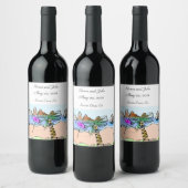 Beach Scene Wedding Wine Label Weinetikett (Flaschen)