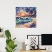 Beach Scribbles - Art Style Landschaft Poster (Heimbüro)