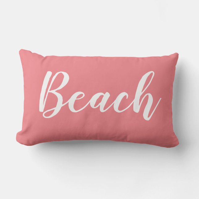 Beach Script White Throw Kissen (Vorderseite)