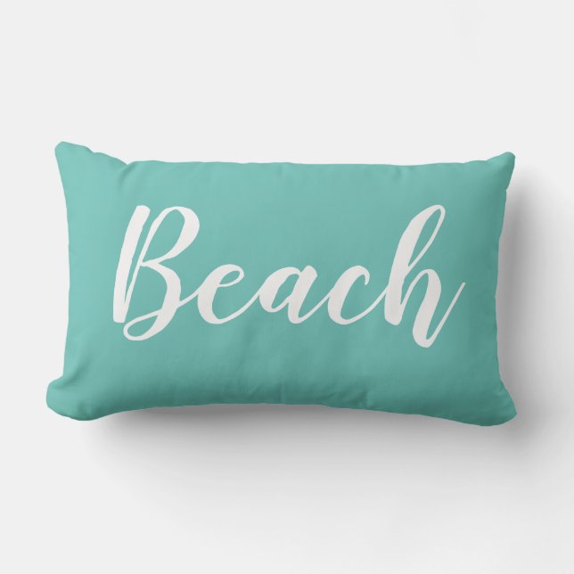 Beach Script White Throw Kissen (Vorderseite)