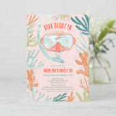 Beach Scuba tauchen Wasserfarbenleben Meer Leben S Einladung (Stehend Vorderseite)