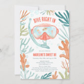 Beach Scuba tauchen Wasserfarbenleben Meer Leben S Einladung (Vorderseite)