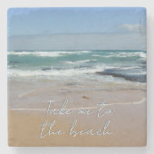 Beach Sea Blue Sand Stone Untersetzer (Vorderseite)