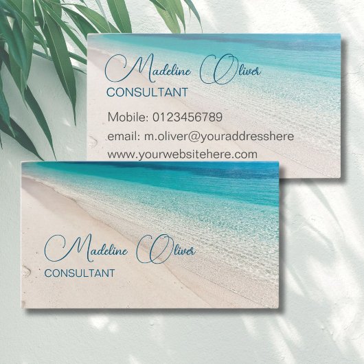 Beach Sea Calm Travel Aqua Blue Stilvoll Visitenkarte