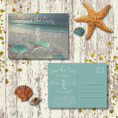 Beach Sea Glass Seepferd Save the Date Einladungspostkarte