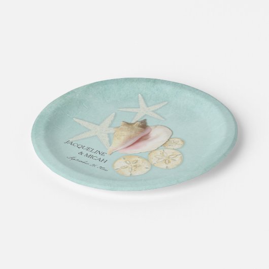 Beach Sea Ocean Shore Starfish Muschel Hochzeit Pa Pappteller (Schrägansicht)