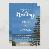 Beach Sea Pine Tree Beach Hochzeit Einladung (Vorne/Hinten)