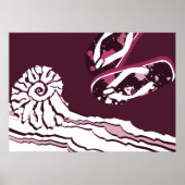 Beach Sea Pink Lila Spritzer Flip Flops Poster (Vorne)