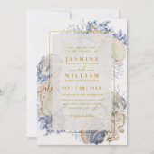 Beach Sea Shells Elegant Modern QR Code Wedding Einladung (Vorderseite)
