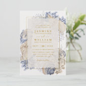 Beach Sea Shells Elegant Modern QR Code Wedding Einladung (Stehend Vorderseite)