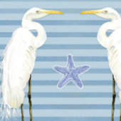 Beach Sea Turtle Seahorse Egret Blue Striped Bath Duschvorhang