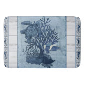 Beach Sea Turtle Seepferd Blue Rustikale Wasserfar Badematte (Vorderseite)