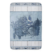 Beach Sea Turtle Seepferd Blue Rustikale Wasserfar Badematte (Vorderseite Vertikal)