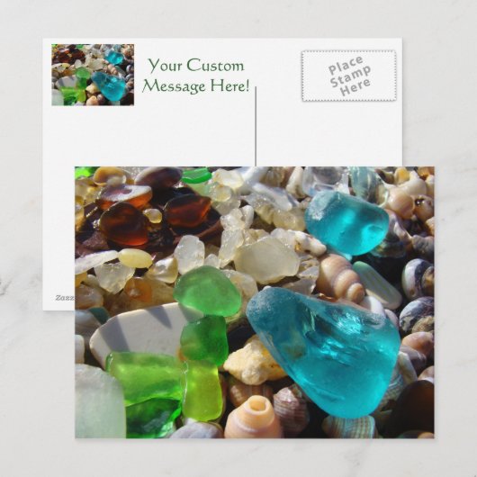 Beach Seaglass Postkarten Agate Rocks Muscheln (Vorne/Hinten)