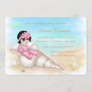Beach Seashell Baby Girl Dusche Einladung