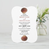 Beach Seashell Clams Wedding Einladungen (Stehend Vorderseite)