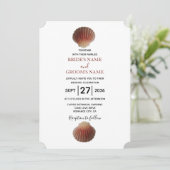 Beach Seashell Clams Wedding Einladungen (Stehend Vorderseite)